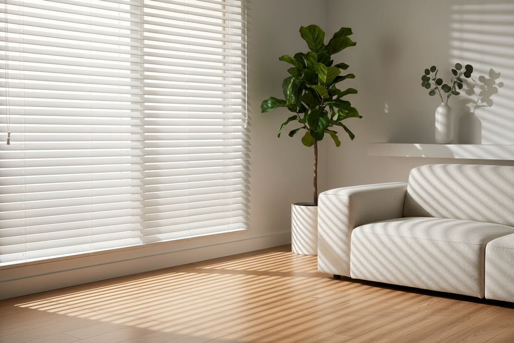 Jaloezieën half open met lichtinval